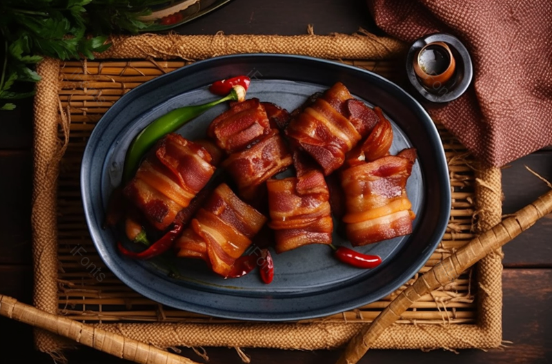 竹子装饰的东坡肉,高清,摄影图,摄影图片,图片大全,摄影图免费下载